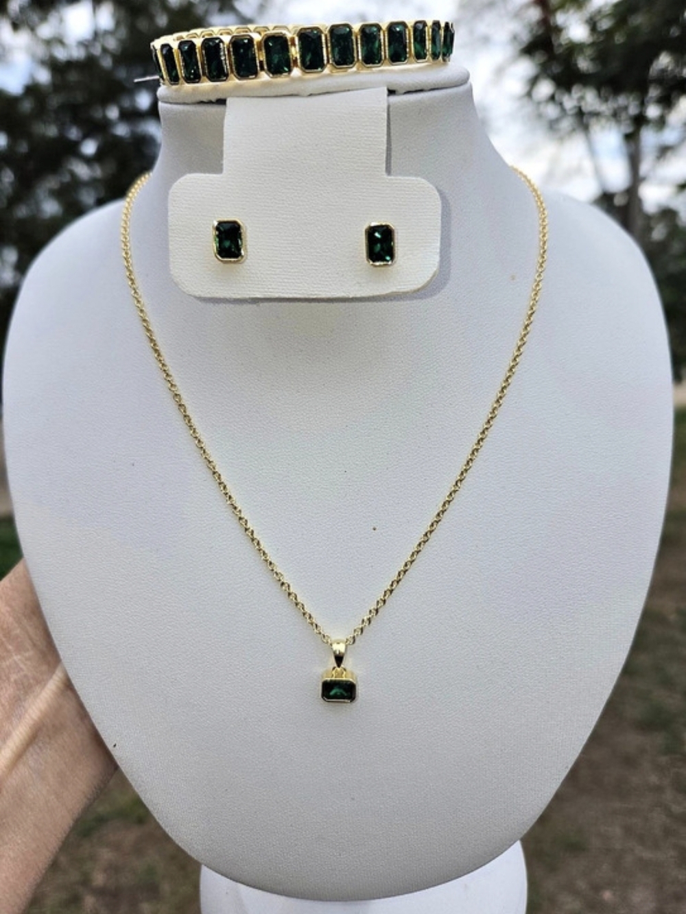 Park Lane Evergreen Necklace, Earring, & Bracelet Set